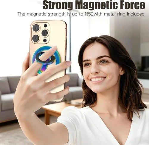Vista 2 de Anillo magnético para teléfono MagSafe compatible con iPhone Samsung