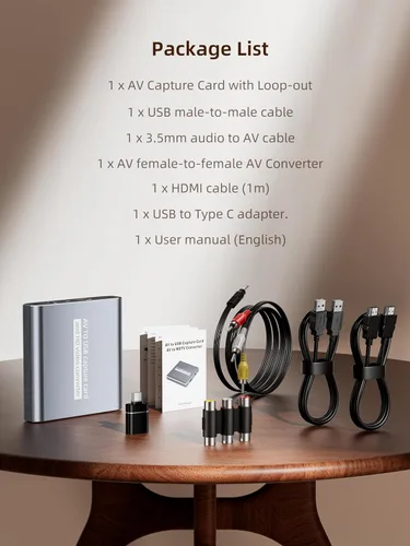 Vista 9 de Tarjeta de captura VHS a digital - Tarjeta de captura de video USB con salida de bucle HDMI, RCA AV a USB para VCR/DVD/Hi8/PS2/Wii, convertidor Gris