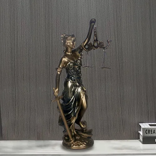 Vista 3 de Estatua de Lady Justice de 12.3 pulgadas, escultura de justicia, figura de justicia ciega, decoración de oficina para escritorio, estantería, sala