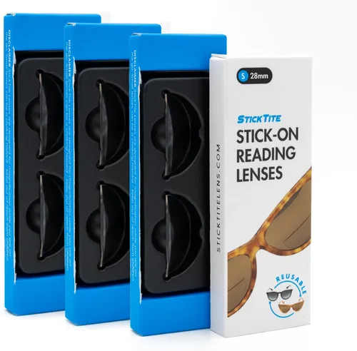 Vista 9 de StickTite Lenses Small 28mm stick-on bifocal lens, convert sunglasses into magnified bifocal reading glasses Transparente (paquete de 2)