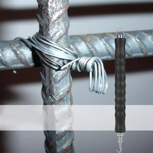 Vista 3 de Gancho de alambre de amarre automático, herramienta de atar barras de refuerzo retráctil semiautomática de 12 pulgadas con gancho de acero y mango