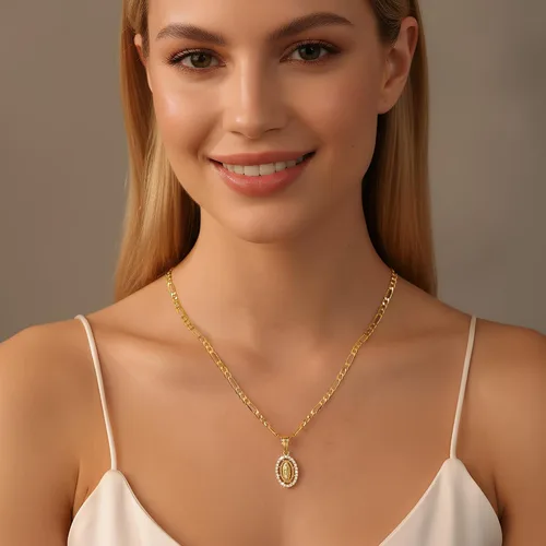 Vista 3 de Regalo católico, collar de Virgen María para mujer, chapado en oro de 14 quilates, collar con colgante de Guadalupe Madre María, circonita cúbica