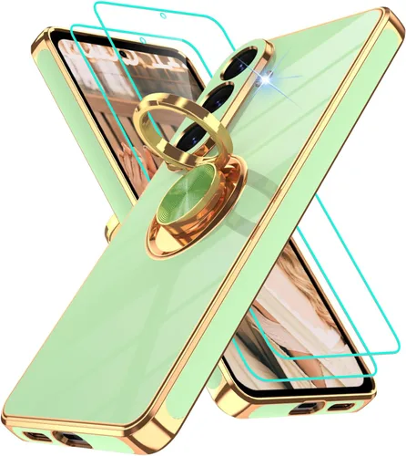Vista 58 de Funda para Motorola Moto G 5G 2024: Funda Moto G Play 5G 2024 con 2 piezas de protectores de pantalla, soporte de anillo de rotación de 360°
