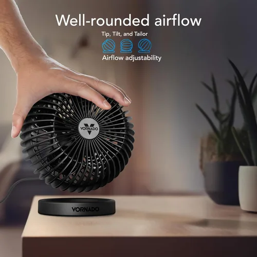 Vista 3 de Ventilador personal ajustable Vornado SPHERE, funcionamiento silencioso, flujo de aire de enfriamiento dirigido, 2 ajustes de velocidad, control