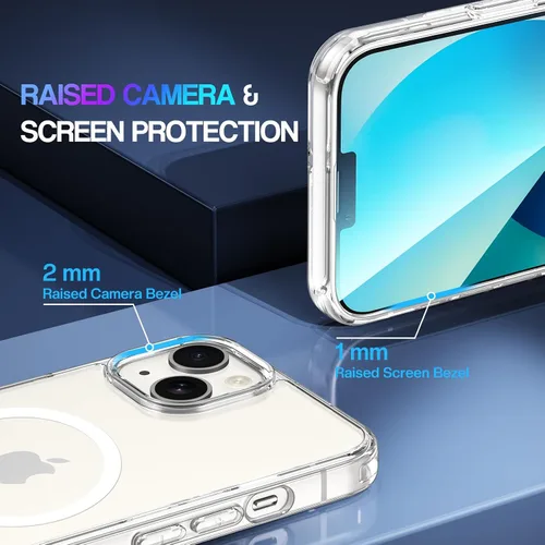 Vista 8 de Maxdara - Carcasa magnética transparente para iPhone 13 con protector de pantalla, transparente Funda transparente delgada 3 en 1 con protector