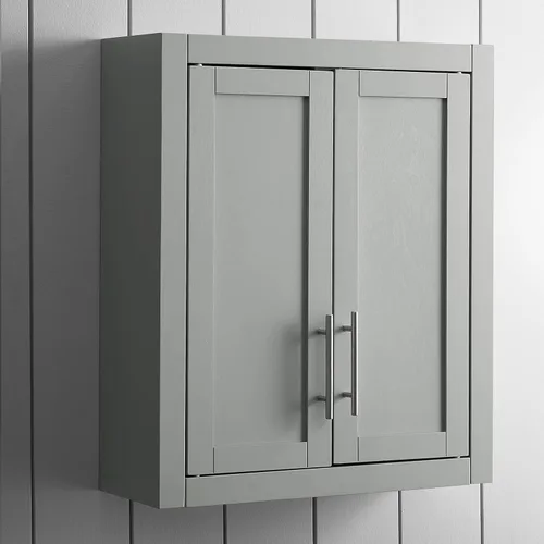 Vista 7 de Crosley Furniture Savannah Armario de almacenamiento para baño montado en la pared con estantes para medicinas, Gris