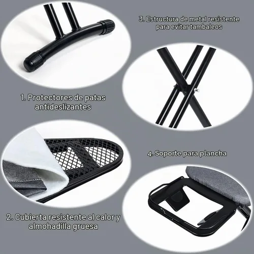 Vista 5 de Duwee Tabla de planchar de 12 x 36 pulgadas con cubierta resistente al Negro