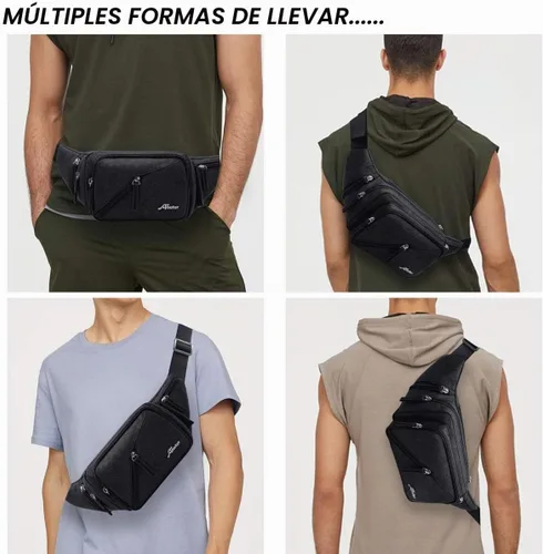 Vista 7 de Riñonera impermeable para hombres y mujeres, bolsa de cadera con soporte para botella de agua, correa ajustable, adecuada para entrenamiento al aire