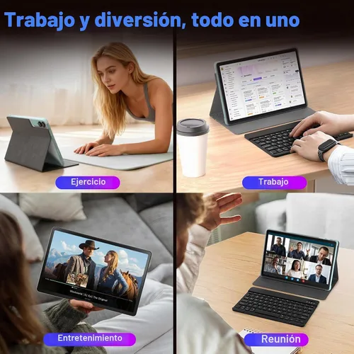Vista 8 de Tablet Android 14 de 11 pulgadas, 18 GB de RAM 128 GB ROM 1 TB Expand, CPU Octa-Core 2.0GHz, WiFi 5G, pantalla 2K, cámara de 13MP+5MP+5MP, batería