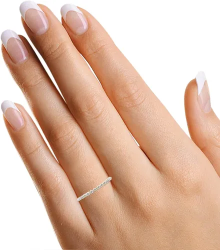Vista 6 de SAVEARTH DIAMONDS Anillo de compromiso apilable de 12 ct t.w de diamante de moissanita de eternidad completa y de corte redondo en oro de 14