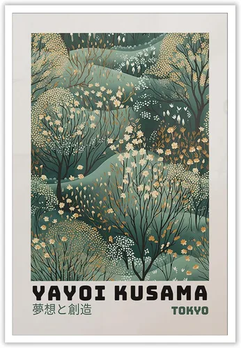 Vista 17 de Pósteres vintage de Ya yoi Kusama The Infinity Big World, arte de pared, arte de pared abstracto de habitación y estética, arte de pared hermoso