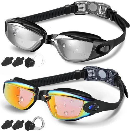 Vista 7 de COOLOO Gafas de natación, paquete de 2 gafas de natación para hombres y mujeres, gafas de natación para adultos, jóvenes, adolescentes, niños, gafas