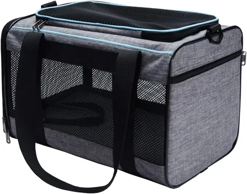 Vista 2 de Vceoa Transportador de gatos y perros de 17.5 x 11 x 11 pulgadas, para mascotas de hasta 16 libras, bolsa de transporte de animales de lados suaves