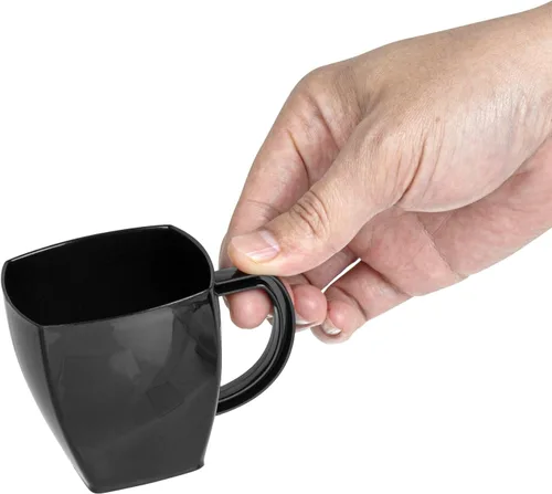 Vista 7 de Restaurantware -Tazas cuadradas de 5 onzas para café expreso, 100 tazas de café de plástico desechables - Plástico PS, con asas, taza de postre