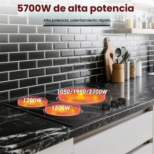 Vista 3 de Estufa eléctrica de 24 pulgadas - 5700 W 3 quemadores con perilla Conrol