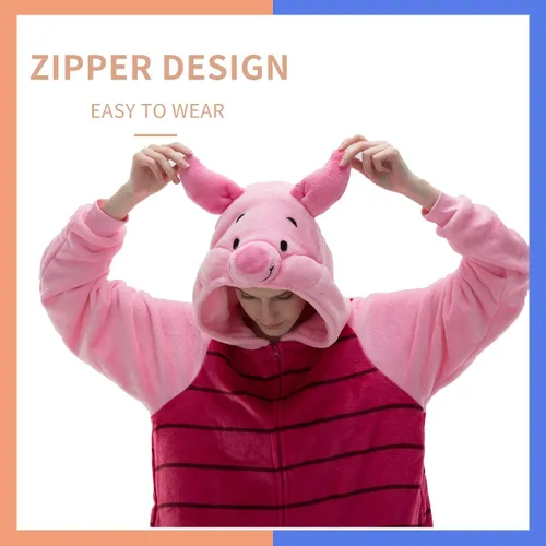 Vista 2 de COSUSKET Snug Fit Unisex Adult Onesie Pajamas, Flannel Cosplay Animal One Piece Halloween Costume Sleepwear Homewear