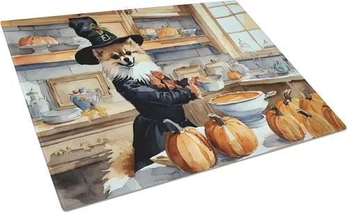 Vista 65 de Caroline's Treasures DAC1720LCB Affenpinscher - Tabla de cortar de vidrio con calabazas para cocina de otoño, grande, decorativa, de vidrio