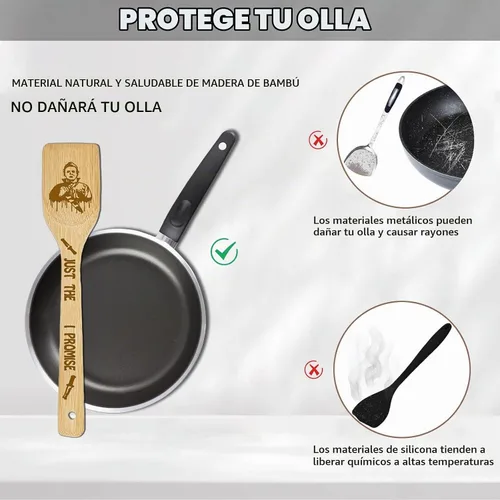 Vista 3 de Mercancía de película de terror Decoración Regalos de Navidad Cucharas de madera para cocinar, juego de decoraciones de cocina de bambú natural