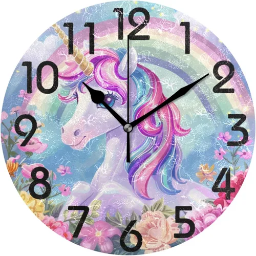 Vista 15 de Reloj de pared redondo retro de otoño con dos gnomos y calabaza de 10 pulgadas, funciona con pilas, reloj de escritorio analógico silencioso sin