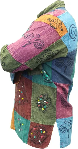 Vista 4 de Shopoholic Fashion Camisa hippie patchwork lavado a la piedra