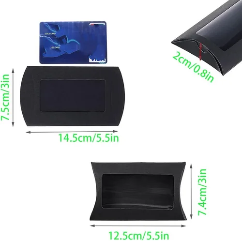 Vista 2 de Wzttdm 40 mini almohadas de papel kraft con ventana transparente, caja de embalaje de regalo para panadería, caramelos, chocolate, joyas, Negro