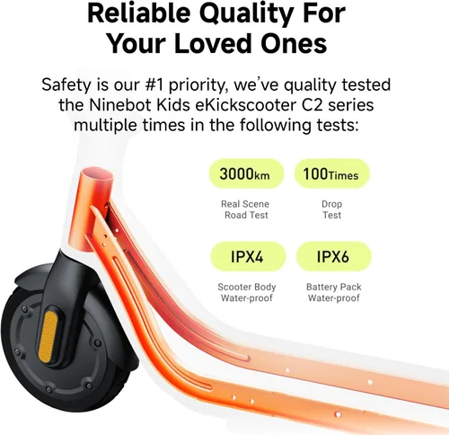 Vista 10 de Segway C2 Pro /C2 Go / C2 Lite Kids Electric Scooter, Lightweight Design, UL Certified