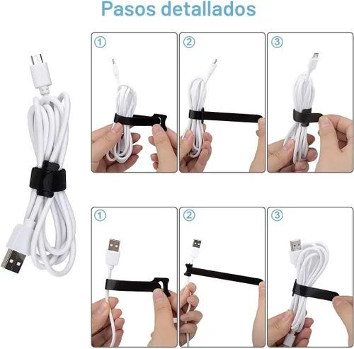 Vista 7 de Nettbe - 60 unidades de bridas de cable reutilizables de 15 cm, correas ajustables de cable, organizador de cables, envoltura de cable y gestión