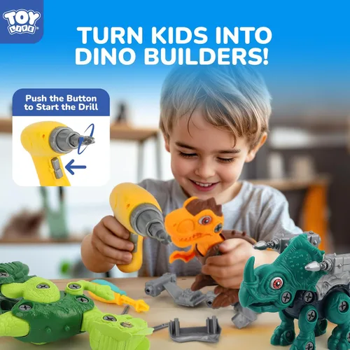 Vista 2 de TOY Life Paquete de 3 juguetes de dinosaurio desmontables para niños de 3, 5, 7 años, juguete de dinosaurio con taladro eléctrico, regalos
