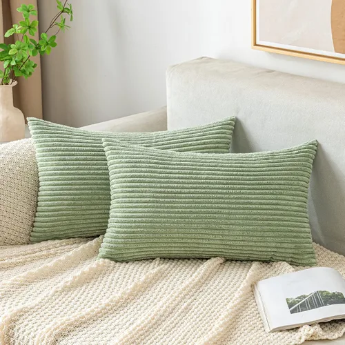 Vista 25 de EMEMA Fundas de Cojines Decorativos de Pana Suave a Rayas Cuadradas, Fundas de Almohadas de Primavera para Sofá, Dormitorio, Silla, Automóvil 16 x