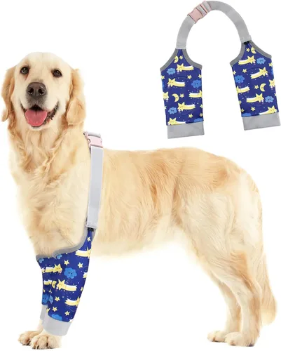 Vista 7 de Protector de codo de perro para callos, coderas de perro ajustable para evitar lamer las articulaciones, transpirable para perros pequeños, medianos