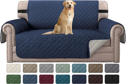 Vista 36 de H.VERSAILTEX Funda de sofá resistente al agua para sofá de 3 cojines, reversible, protector de muebles acolchado con correa elástica, funda de sofá