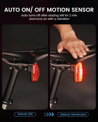 Vista 6 de RAVEMEN TR150/TR250 Bike Tail Light, 280° Visible Bike Rear Light with Brake Detection and Auto On Off Feature, 3 Mounting Options