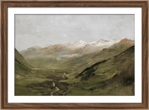 Vista 99 de MUDECOR Lienzo enmarcado prémium para pared, pinos nevados en bosque de invierno, ilustraciones modernas, arte contemporáneo, escénico, divertido