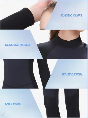 Vista 3 de FLEXEL Traje de neopreno de cuerpo completo de una pieza para mujeres y hombres de 0.118 in, 3/0.079 in, 5/0.157 in, trajes de baño térmicos en agua
