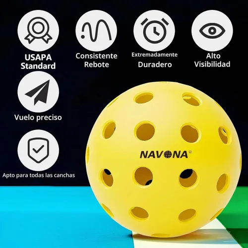 Vista 3 de 48 Pack Premium Outdoor Pickleball Balls, Meet USAPA Official Standards Amarillo paquete de 48