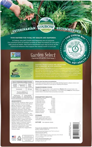 Vista 2 de Oxbow Animal Health Garden Select Chinchilla Food, receta inspirada en el jardín para chinchillas de todas las edades, sin soja o trigo, sin OMG