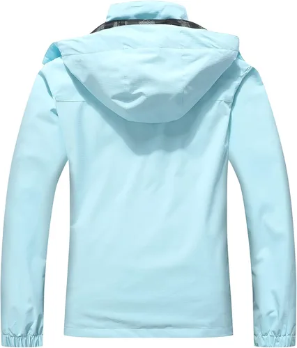 Vista 2 de MOERDENG Chaqueta impermeable para mujer impermeable para exteriores ligera softshell para senderismo viajes