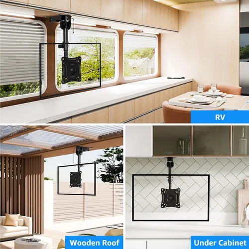 Vista 8 de MOUNTUP - Soporte plegable para debajo del gabinete de TV - Soporte de TV abatible y giratorio, se adapta a pantallas LCD de 13-32" hasta 22 libras