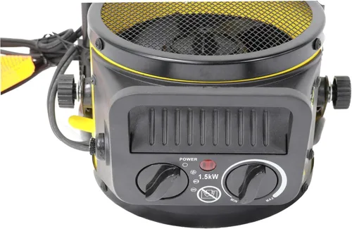 Vista 12 de Calentador de aire EUH1465, eléctrico, de Dura Heat, con base pivotante, 5,120 BTU, Amarillo Electric Garage Heater, Steel Body, Thermostat, Heats