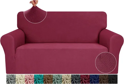 Vista 51 de JIVINE - Funda para sofá biplaza, 1 pieza elástica para sofá de 2 cojines, protector de muebles con parte inferior elástica para niños y mascotas