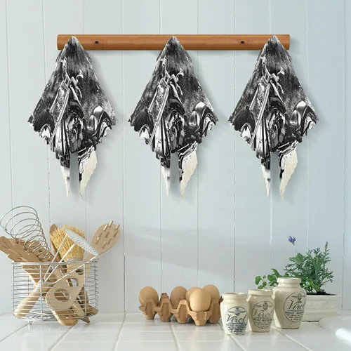 Vista 5 de Juego de 6 toallas de cocina vintage retro negras con bandera americana antigua, paños de limpieza, paños de limpieza, paños de cocina, toallas