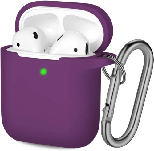 Vista 23 de Hamile Compatible con estuche de AirPods, funda protectora de silicona suave (LED frontal visible) diseñada para AirPods con accesorios de llavero