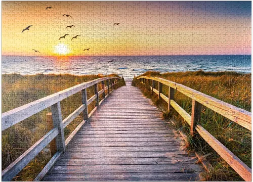 Vista 9 de MyPuzzle Sunset On Dune Beach in The North Sea - Rompecabezas de 100 piezas prémium para adultos