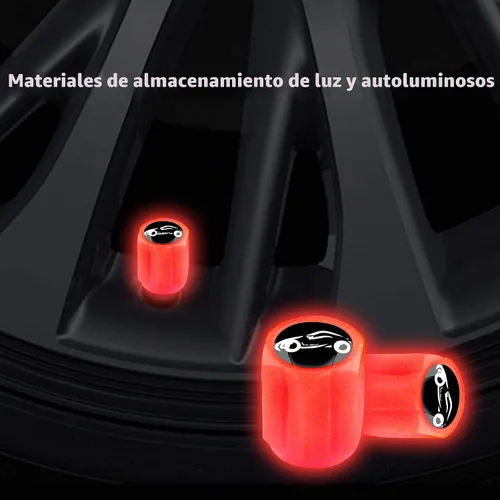 Vista 4 de 16 piezas de tapas fluorescentes para válvulas de neumáticos, tapa de válvula de aire para rueda de auto luminosa, accesorios de decoración