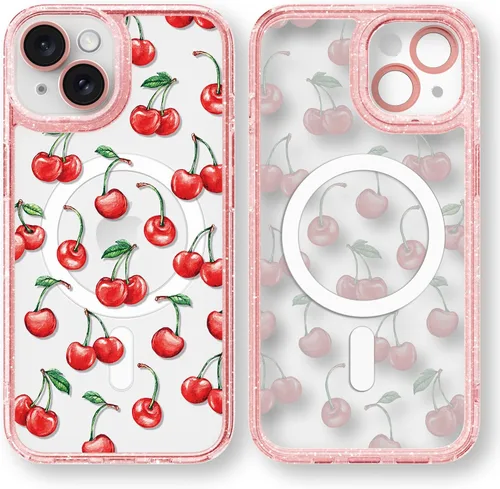 Vista 99 de Compatible para iPhone 13 Funda Bonita Estética - Funda para Teléfono Rosa con Purpurina con Protector de Cámara - Diseño de Cubierta