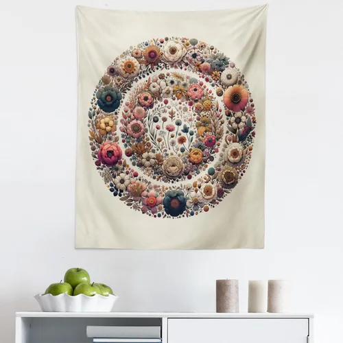 Vista 132 de Ambesonne Tapiz hippie, abrazo de hongos de ensueño y árbol de la vida místico y mandal verde, decoración de tela para colgar en la pared