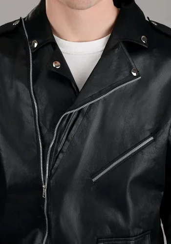 Vista 4 de Chaqueta negra Grease T-Birds para hombre con logotipo Chaqueta de disfraz de Danny Zuko Thunderbirds para adultos para Halloween y fiestas