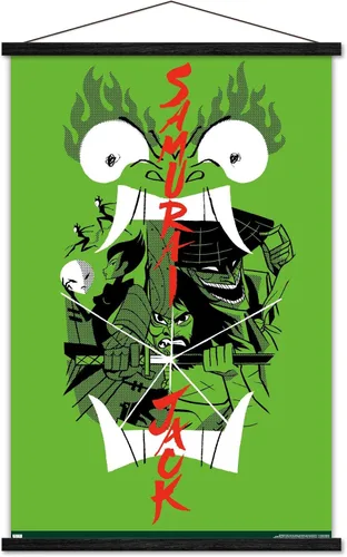 Vista 8 de Trends International Samurai Jack-Ensemble - Póster de pared, 14.725 x 22.375 pulgadas, versión enmarcada en madera de granero