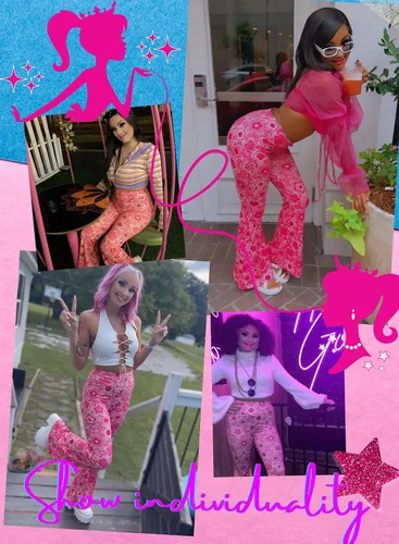 Vista 2 de Pantalones acampanados de los años 70 para mujer, traje EDC Rave Festival de cintura alta, parte inferior acampanada, bohemios, lindos pantalones