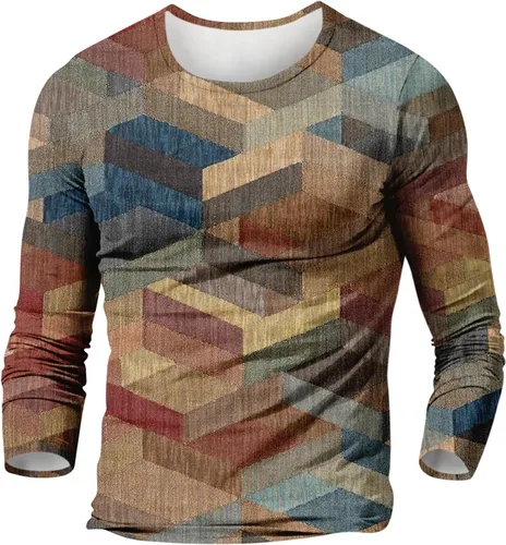 Vista 5 de Blusa vintage de diseñador de otoño para hombre 2023, camiseta casual, diseño abstracto de manga larga, camisas de moda